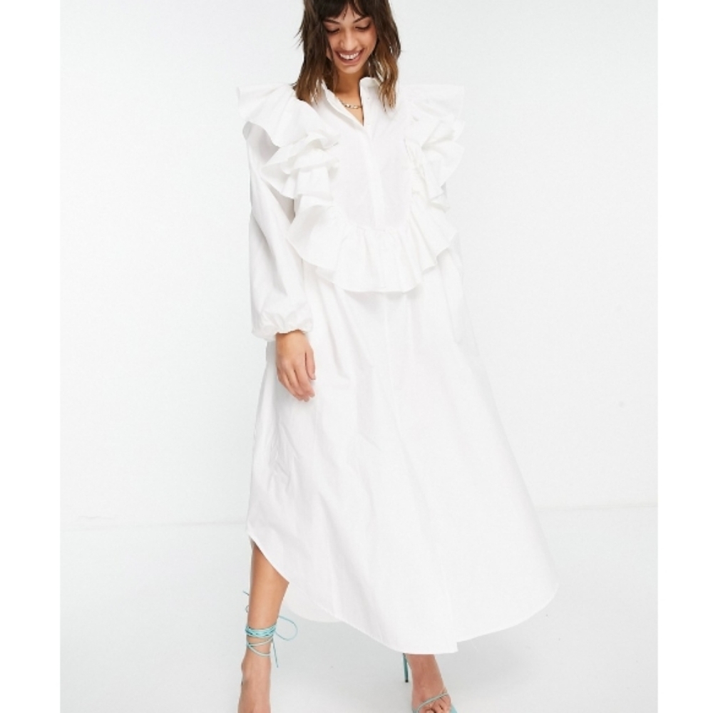 Asos Edition oversized white shirt dress